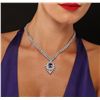 Image 2 : 14KT White Gold 3.87ct Tanzanite and Diamond Necklace