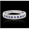 Image 3 : 14KT White Gold 0.14ctw Sapphire and Diamond Ring