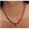 Image 2 : 14KT White Gold 56.00ctw Ruby and Diamond Necklace