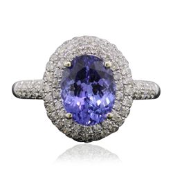 14KT White Gold 2.51ct Tanzanite and Diamond Ring