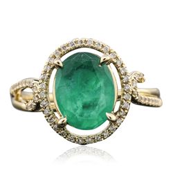 14KT Yellow Gold 1.72ct Emerald and Diamond Ring