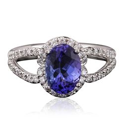 18KT White Gold 1.93ct Tanzanite and Diamond Ring