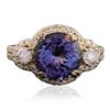 Image 1 : 14KT Yellow Gold 4.48ct Tanzanite and Diamond Ring