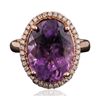 Image 1 : 14KT Rose Gold 9.22ct Amethyst and Diamond Ring