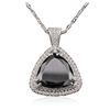 Image 3 : 14KT White Gold 10.30ctw Black Diamond Pendant With Chain