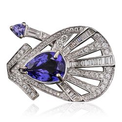 18KT White Gold 6.20ctw Tanzanite and Diamond Ring