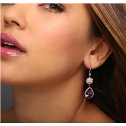 14KT Rose Gold 10.60ctw Amethyst and Diamond Earrings