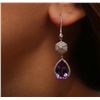 Image 2 : 14KT Rose Gold 10.60ctw Amethyst and Diamond Earrings