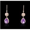 Image 3 : 14KT Rose Gold 10.60ctw Amethyst and Diamond Earrings