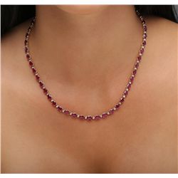 14KT Yellow Gold 26.95ctw Ruby and Diamond Necklace