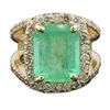 Image 3 : 14KT Yellow Gold 7.22ct Emerald and Diamond Ring