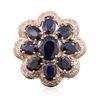 Image 3 : 14KT Rose Gold 10.37ctw Sapphire Ring