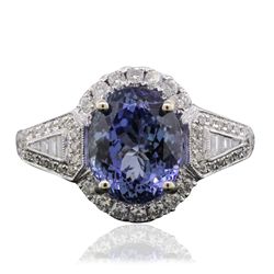 14KT White Gold 3.03ct Tanzanite and Diamond Ring