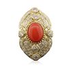 Image 3 : 14KT Yellow Gold 4.40ct Coral and Diamond Ring