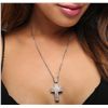 Image 1 : 14KT White Gold 1.36ctw Diamond Cross Pendant With Chain