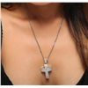 Image 2 : 14KT White Gold 1.36ctw Diamond Cross Pendant With Chain