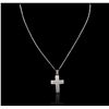 Image 3 : 14KT White Gold 1.36ctw Diamond Cross Pendant With Chain