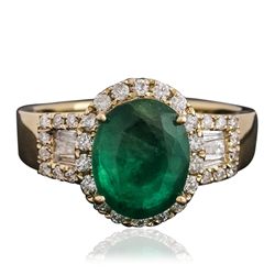 14KT Yellow Gold 1.80ct Emerald and Diamond Ring