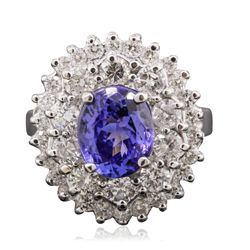 14KT White Gold 2.38ct Tanzanite and Diamond Ring