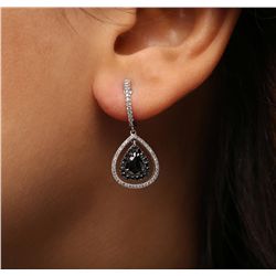 14KT White Gold 1.81ctw Black Diamond Earrings