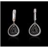 Image 3 : 14KT White Gold 1.81ctw Black Diamond Earrings