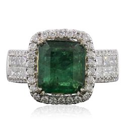 14KT Two-Tone Gold 3.45ct Emerald and Diamond Ring