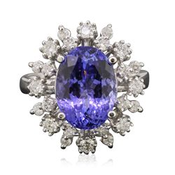 14KT White Gold 5.30ct Tanzanite and Diamond Ring