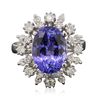 Image 1 : 14KT White Gold 5.30ct Tanzanite and Diamond Ring