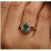 Image 6 : 14KT Rose Gold 1.06ct Emerald and Diamond Ring