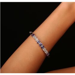 14KT White Gold 3.85ctw Tanzanite and Diamond Bracelet