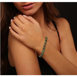 14KT Yellow Gold 20.90ctw Emerald and Diamond Bracelet