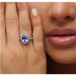 14KT White Gold 3.43ct Tanzanite and Diamond Ring