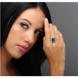 18KT White Gold 6.42ct Emerald and Diamond Ring