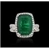 Image 3 : 18KT White Gold 6.42ct Emerald and Diamond Ring