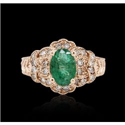 14KT Rose Gold 1.36ct Emerald and Diamond Ring