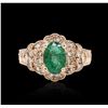 Image 1 : 14KT Rose Gold 1.36ct Emerald and Diamond Ring