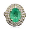 Image 3 : 14KT Yellow Gold 5.10ct Emerald and Diamond Ring