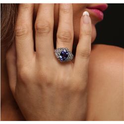 14KT White Gold 3.38ct Tanzanite and Diamond Ring