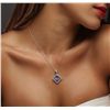 Image 2 : 14KT White Gold 2.45ct Sapphire and Diamond Pendant With Chain