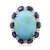 Image 3 : 14KT White Gold 11.82ct Turquoise and Sapphire Ring