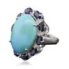 Image 4 : 14KT White Gold 11.82ct Turquoise and Sapphire Ring