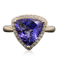 14KT Yellow Gold 3.50ct Tanzanite and Diamond Ring