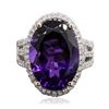 Image 3 : 14KT White Gold 11.51ct Amethyst and Diamond Ring