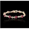 Image 3 : 14KT Yellow Gold 6.40ctw Ruby and Diamond Bracelet