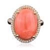 Image 1 : 14KT Yellow Gold 14.52ct Coral and Diamond Ring