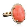 Image 2 : 14KT Yellow Gold 14.52ct Coral and Diamond Ring