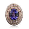 Image 3 : 14KT Rose Gold 6.83ct Tanzanite and Diamond Ring