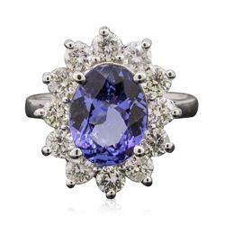 14KT White Gold 3.13ct Tanzanite and Diamond Ring