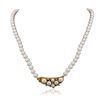 Image 4 : 18KT Yellow Gold 0.18ctw Diamond and  Pearl Necklace