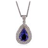 Image 3 : 14KT White Gold 3.34ct Tanzanite and Diamond Pendant With Chain